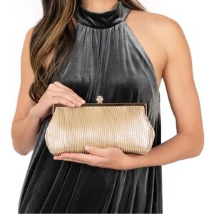 Nina Aneka champagne gold clutch